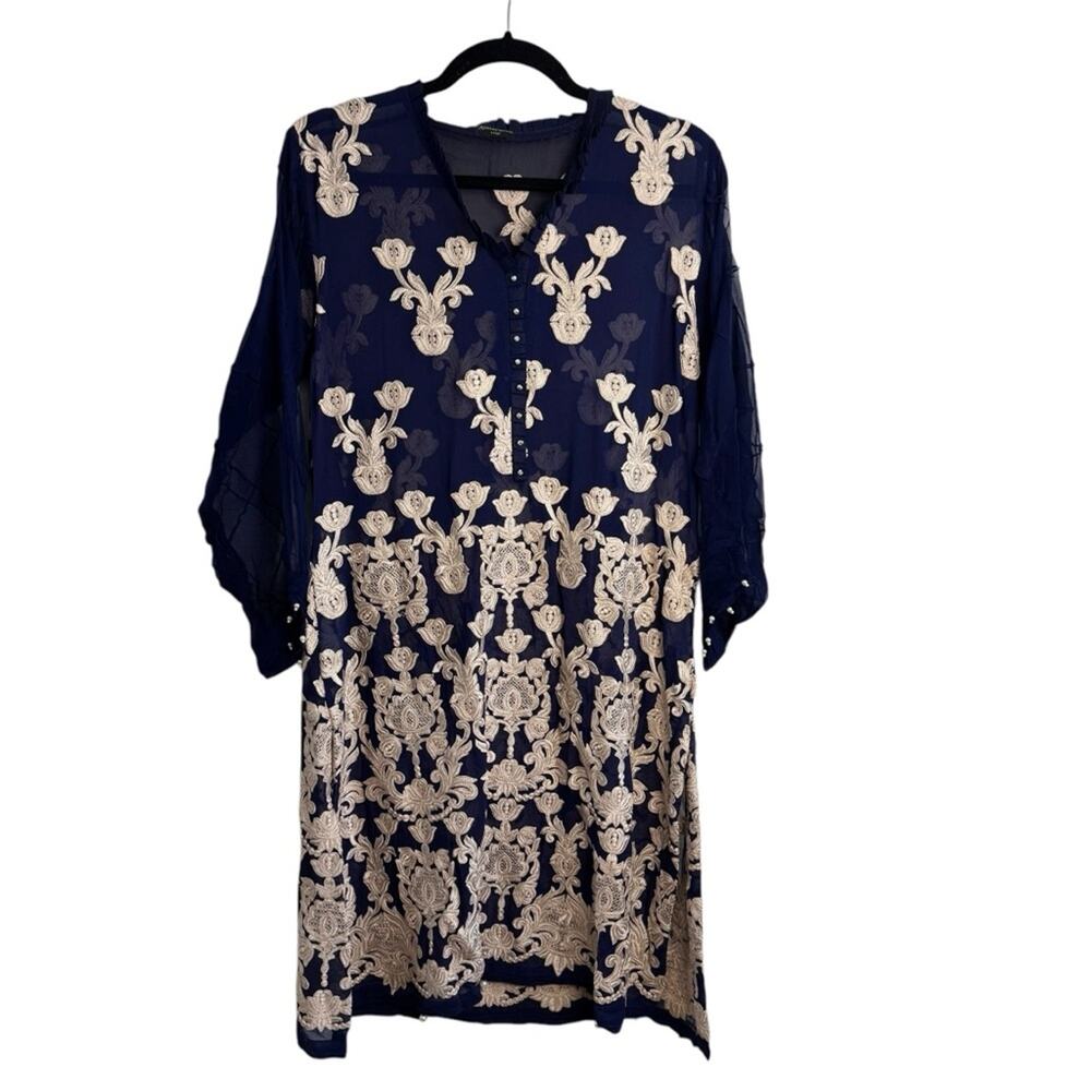 Agha Noor Navy Embroidered Beaded Event Tunic Kurti